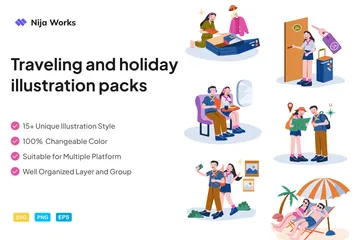 Reisen und Urlaub Illustrationspack