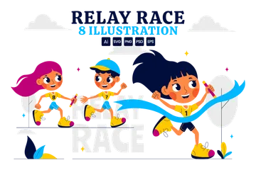 Relay Race Sports Illustration Pack