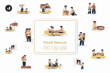 Rescate en inundaciones Paquete de Ilustraciones