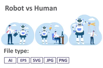 Robot contra humano Paquete de Ilustraciones