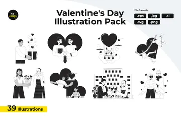 Romantik Valentinstag Illustrationspack