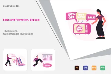 Sales And Promotion, Big Sale Illustration Pack