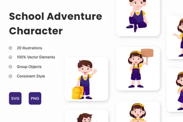 School Adventure Character Illustration Pack