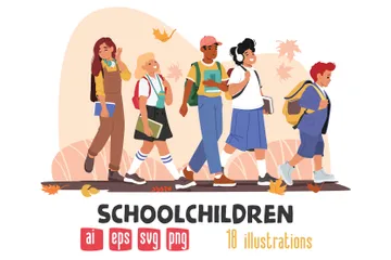 Schulkinder Illustrationspack