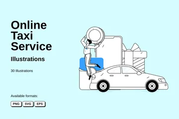 Service de taxi en ligne Pack d'Illustrations