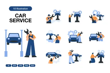 Service automobile Pack d'Illustrations