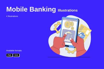 Les services bancaires mobiles Pack d'Illustrations