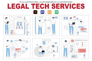 Services de technologie juridique Pack d'Illustrations