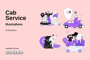 Servicio de taxi Paquete de Ilustraciones