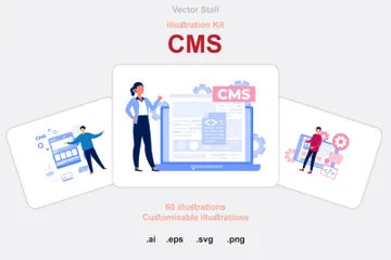 CMS (Sistema de Gerenciamento de Conteúdo) Pacote de Ilustrações