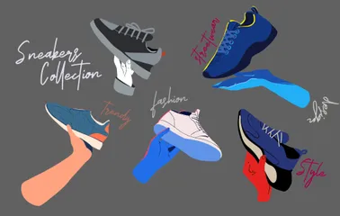 Sneaker Schuhe Ensemble Illustrationspack