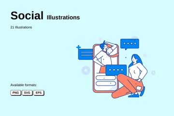 Sociale Pack d'Illustrations