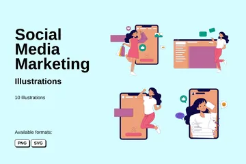 Social Media Marketing Illustration Pack