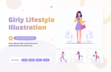 Style de vie féminin Pack d'Illustrations