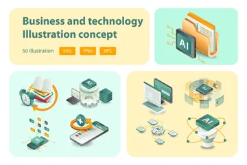 Technologie Entreprise Éducation Pack d'Illustrations