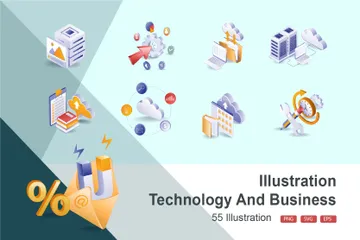 Technologie et affaires Illustration Pack