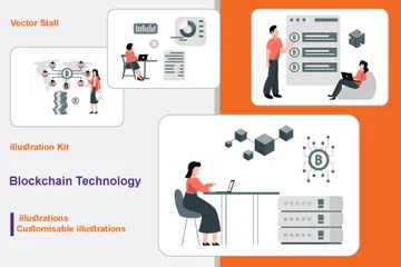 Tecnología de cadena de bloques Paquete de Ilustraciones