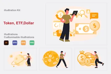 Token, ETF, Dólar Paquete de Ilustraciones