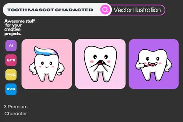 Tooth Mascot Illustration Pack