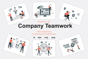 Trabajo en equipo de la empresa Paquete de Ilustraciones