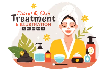 Tratamento facial e de pele Pacote de Ilustrações