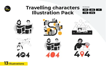 En voyageant Pack d'Illustrations