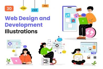 Web Design And Development Illustration Pack