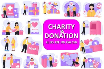 Wohltätigkeit und Spenden Illustrationspack