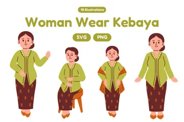 Woman Wear Kebaya Illustration Pack