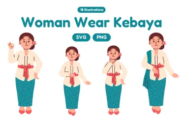 Woman Wear Kebaya Illustration Pack