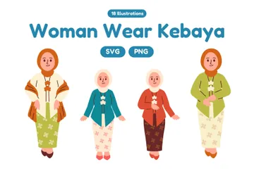 Woman Wear Kebaya Illustration Pack