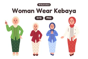 Woman Wear Kebaya Illustration Pack