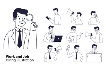 Work And Job Hiring Illustration Pack