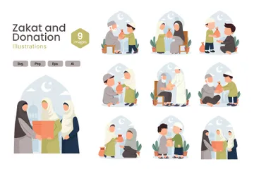 Don de Zakat et charité Pack d'Illustrations