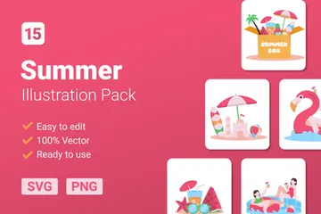 15 Sommer Illustrationspack