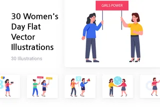 30 Women's Day Flat Vector