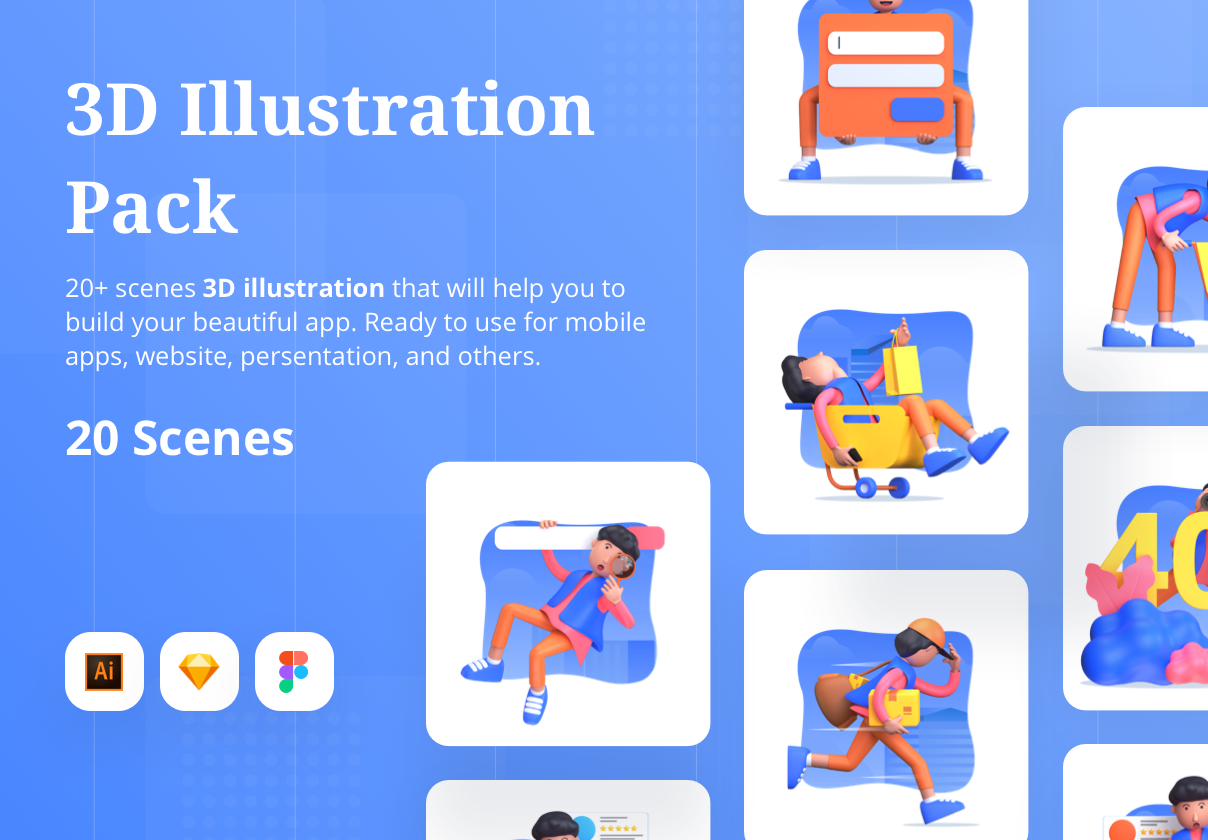 3d illustration Pack. Illustration Pack free. Free 3d illustration Pack.