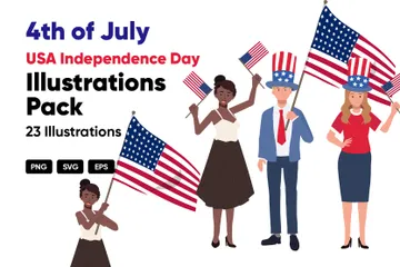 4 juillet, jour de l'indépendance des États-Unis Pack d'Illustrations