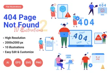 404 Page introuvable, partie 2 Pack d'Illustrations