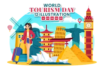 Journée mondiale du tourisme Pack d'Illustrations