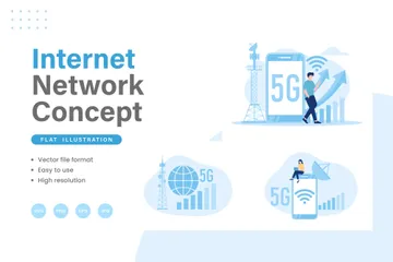 5G-Internetnetzwerk Illustrationspack