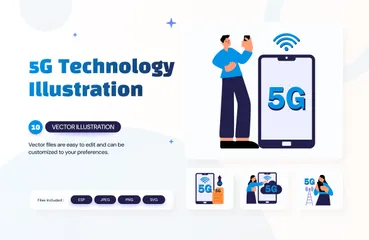 5G-Technologie Illustrationspack