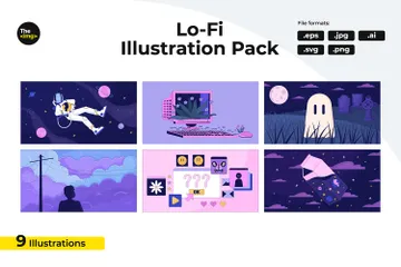 Lo-Fi-Ästhetik der 90er Illustrationspack