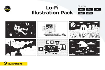 Lo-Fi-Ästhetik der 90er Illustrationspack
