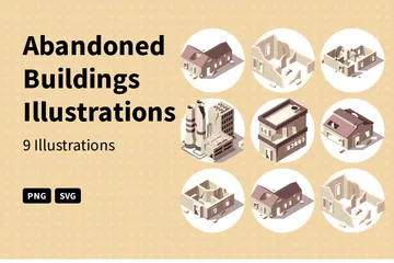 Abandoned Buildings Illustration Pack
