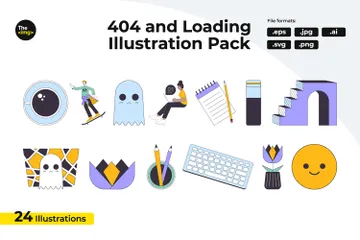 Abstraction et papeterie 404 et éléments de chargement Pack d'Illustrations