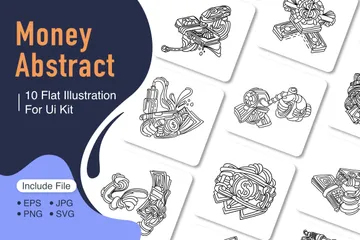 Abstraktes Doodle-Geld Illustrationspack