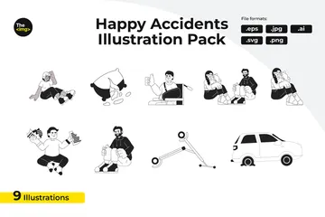 Accidents Cheerful People Illustration Pack