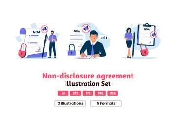 Contrat d’accord de non-divulgation Pack d'Illustrations