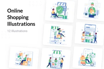 Shopping en ligne Illustration Pack